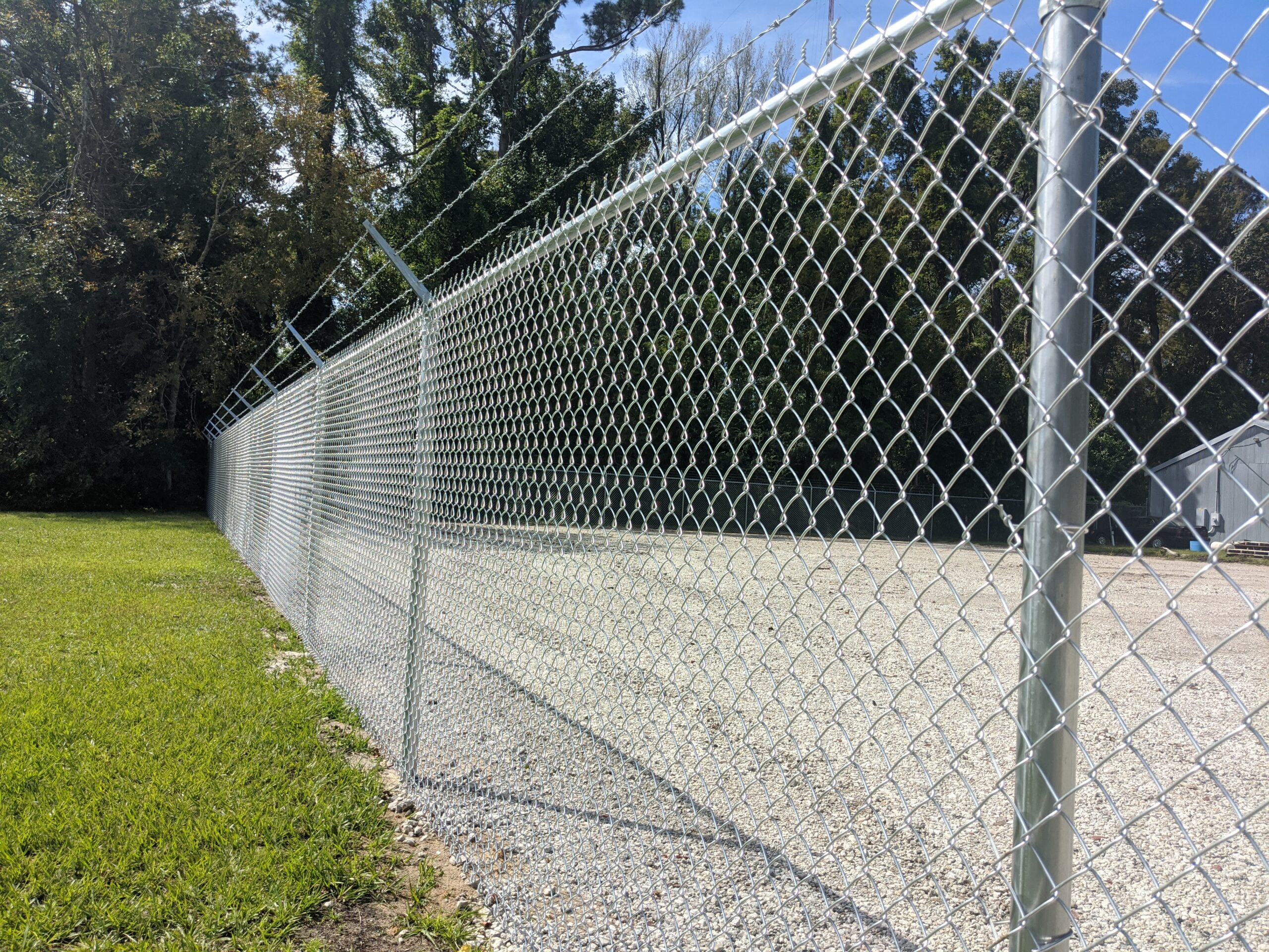 Chain Link Fence with Barb Wire