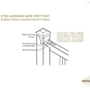 Gate Post for 60H Aluminum Fence